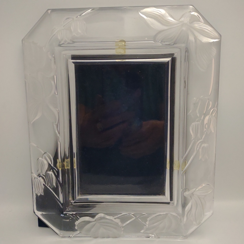 Home Beautiful Floral Frosted Glass Picture 10 3/4" Frame Harmony Fits 5" x 7"
